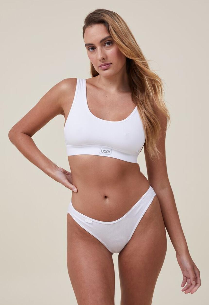 Cotton On - Organic cotton rib bikini brief - white