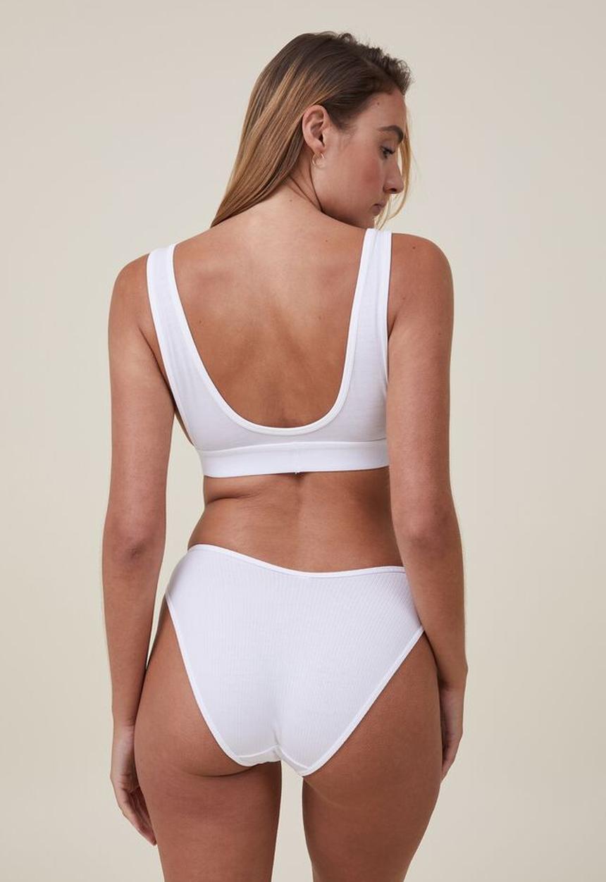Cotton On - Organic cotton rib bikini brief - white