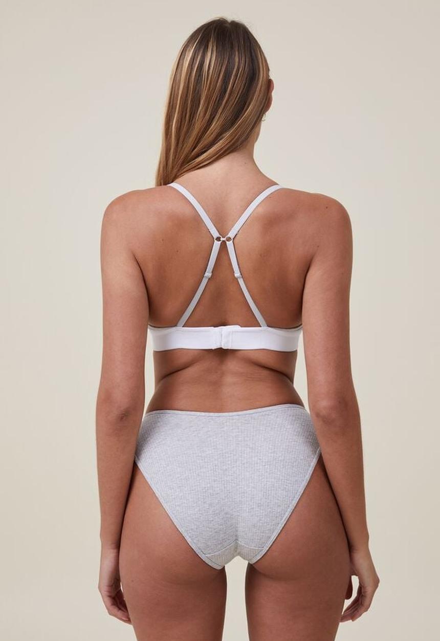 Cotton On - Organic cotton rib bikini brief - mid grey marle