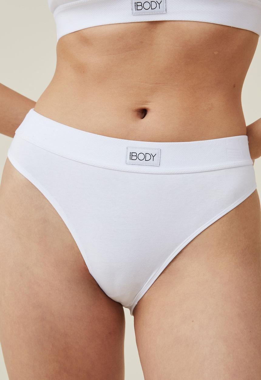 Cotton On - Organic cotton branded bikini brief - white