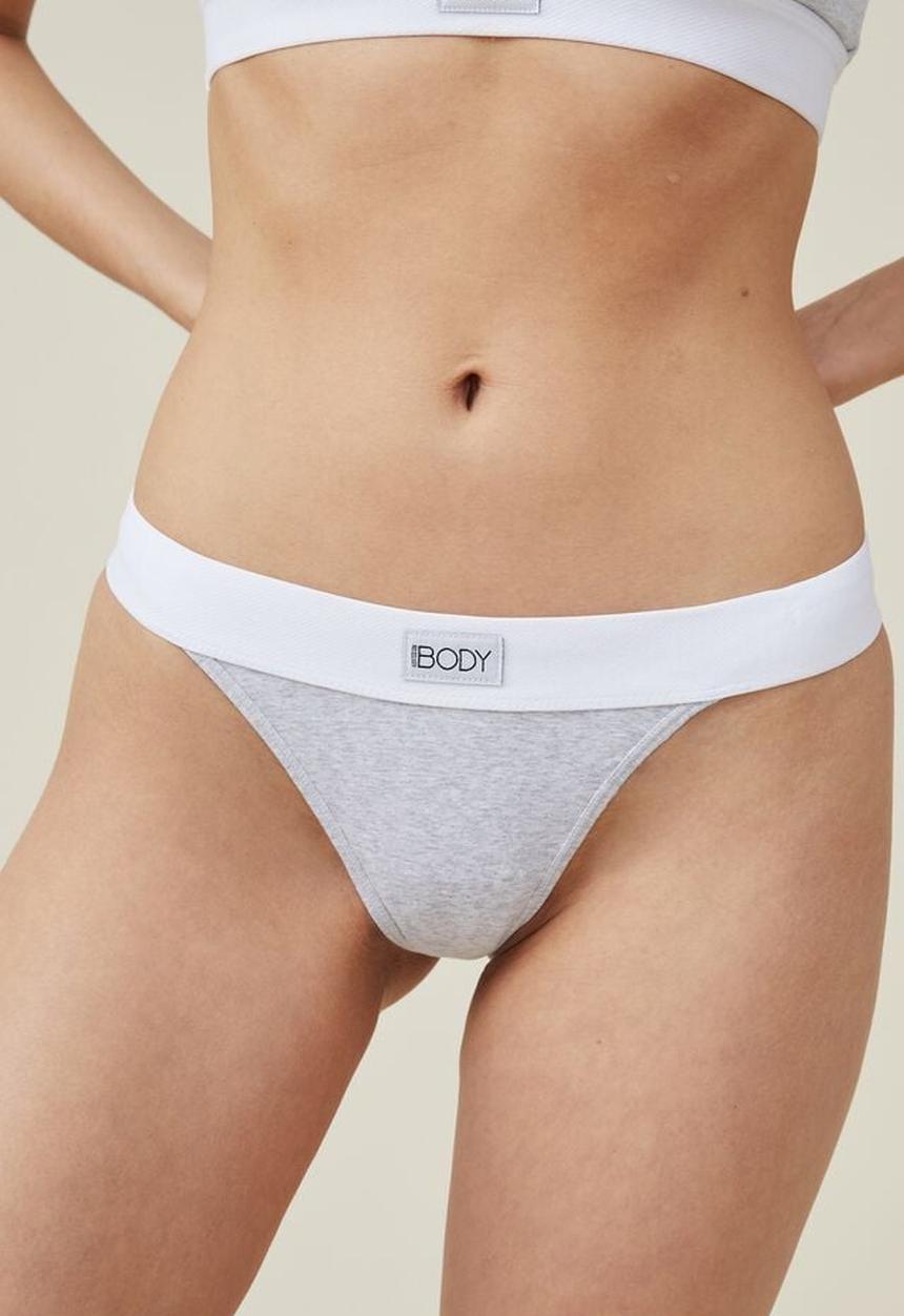 Cotton On - Organic cotton branded tanga g-string brief - grey 