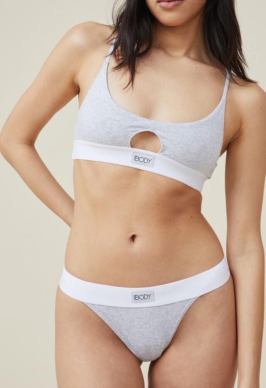 Cotton On - Organic cotton branded tanga g-string brief - grey 