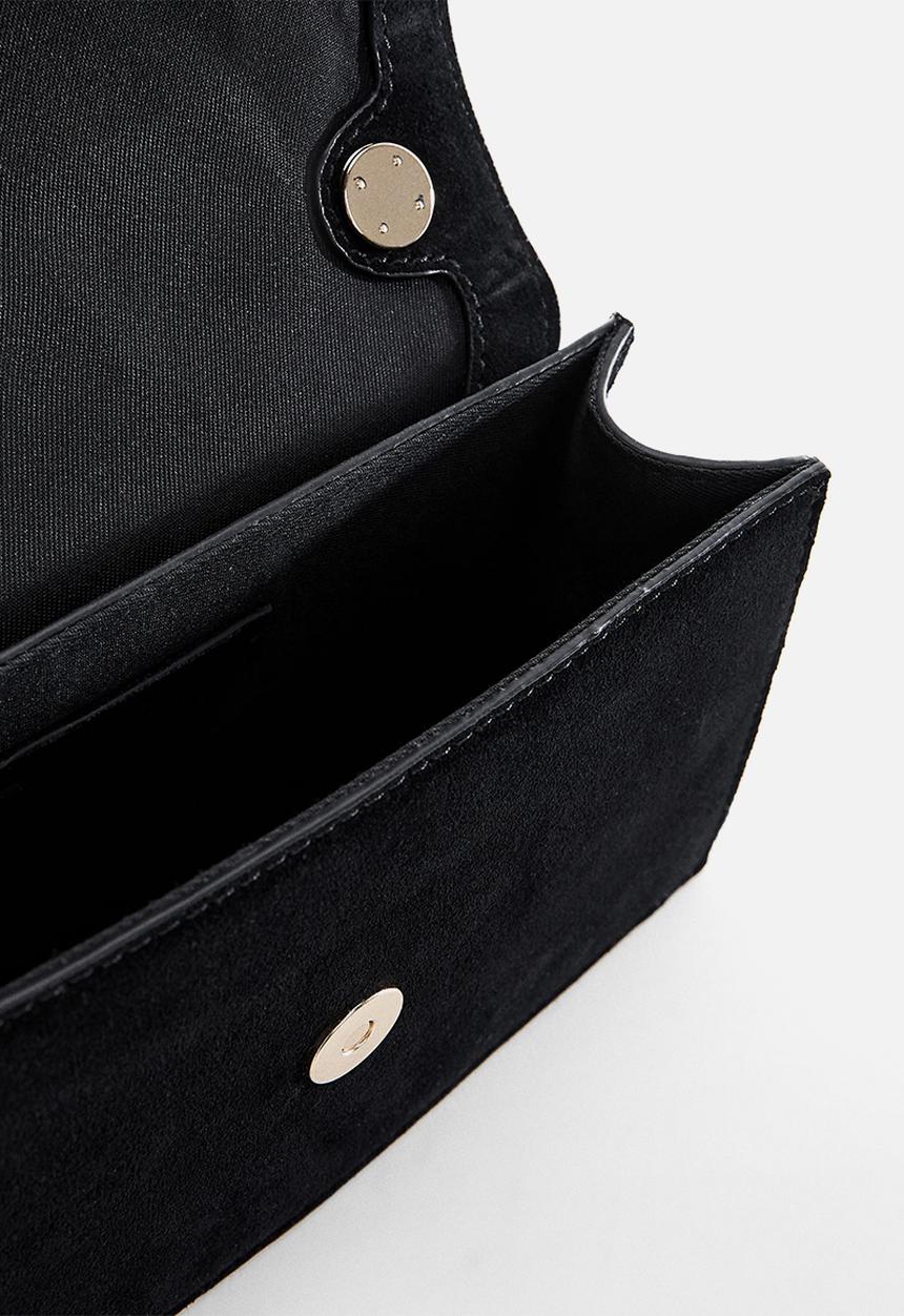 MANGO - Chain leather bag - black