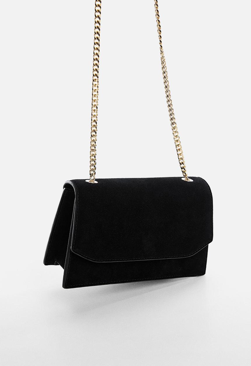 MANGO - Chain leather bag - black