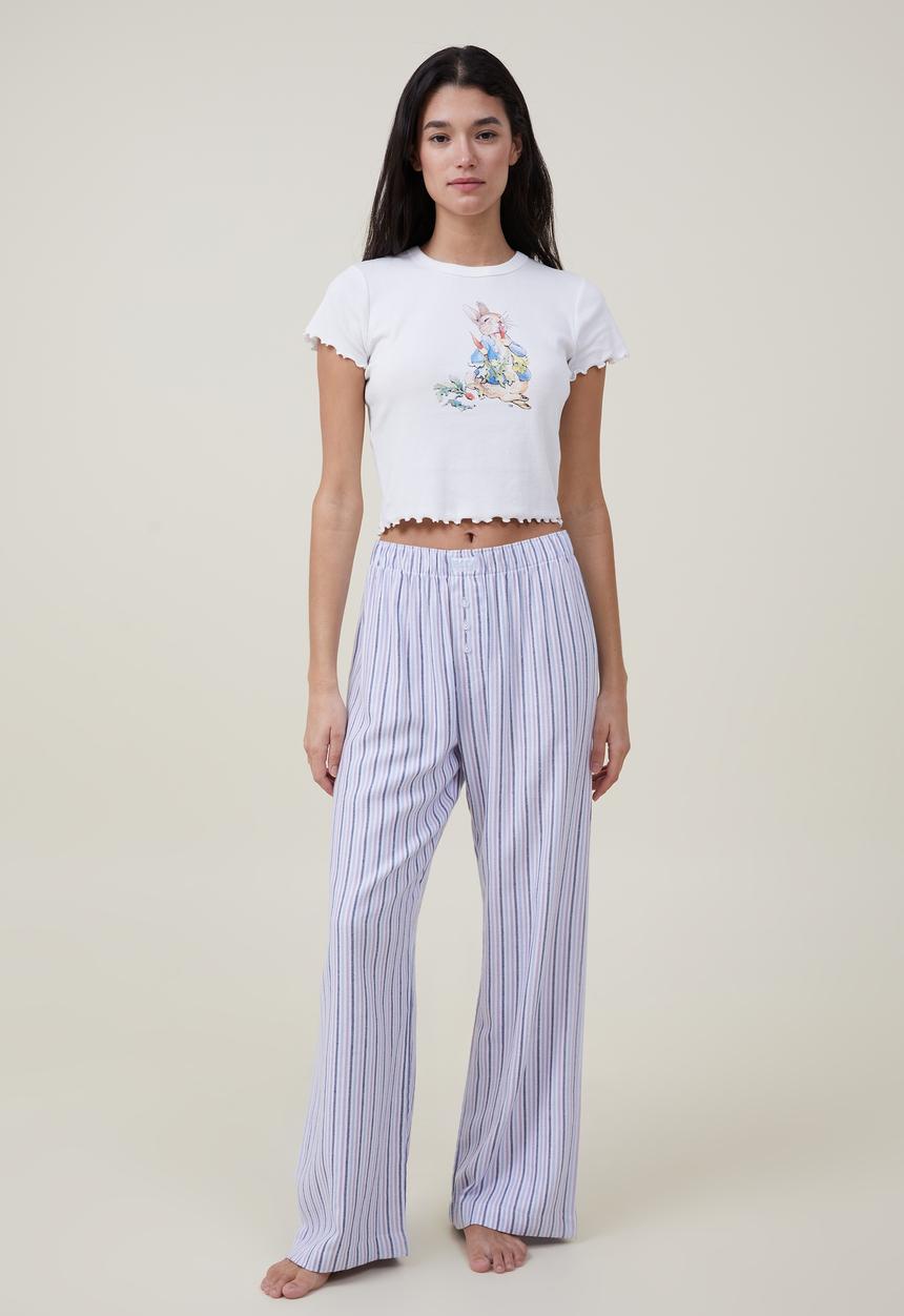 Cotton On - Flannel boyfriend boxer pant - ruby woven stripe