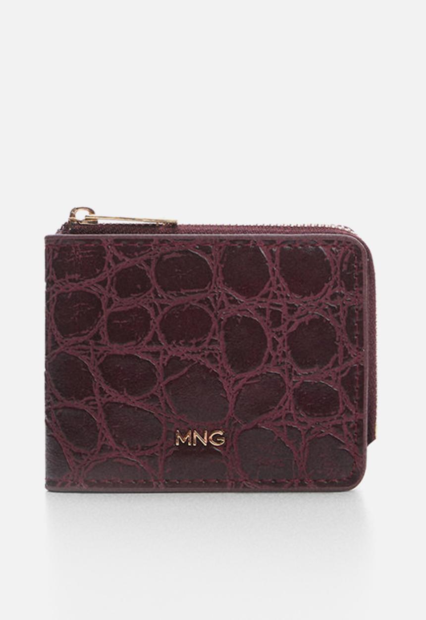 MANGO - Croc-effect wallet - burgundy