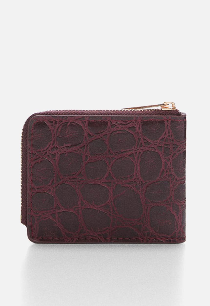 MANGO - Croc-effect wallet - burgundy