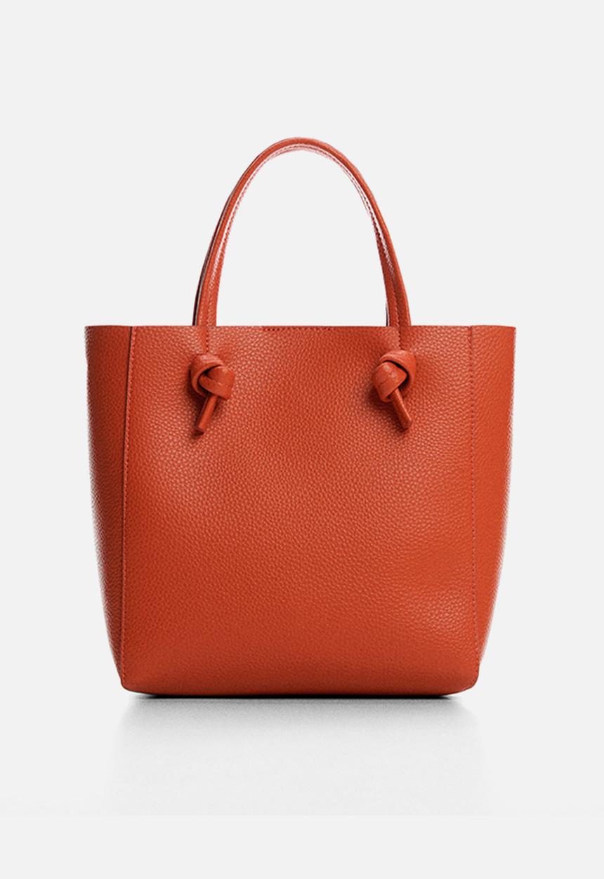 MANGO - Bolso mini shopper nudos - orange