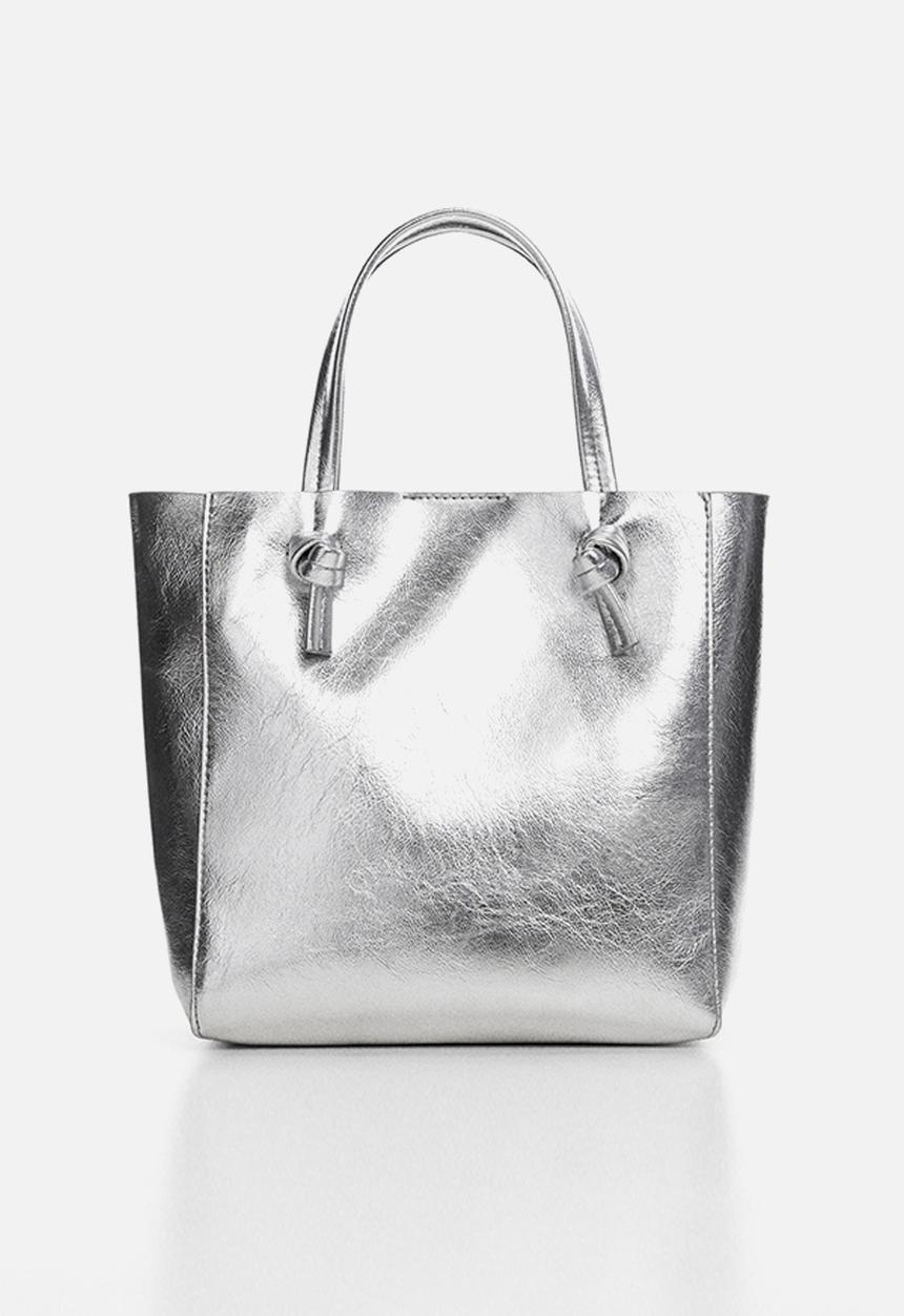 MANGO - Texture cross-body bag - silver