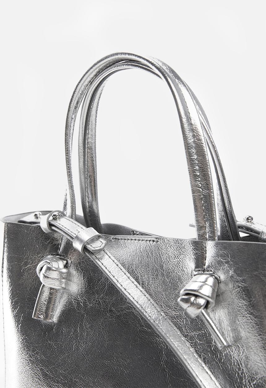 MANGO - Texture cross-body bag - silver