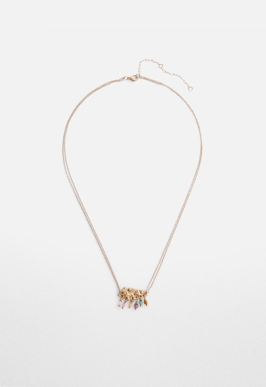 MANGO - Crystal bead necklace - gold