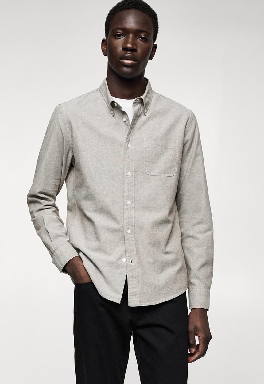 MANGO - Shirt oxford - khaki