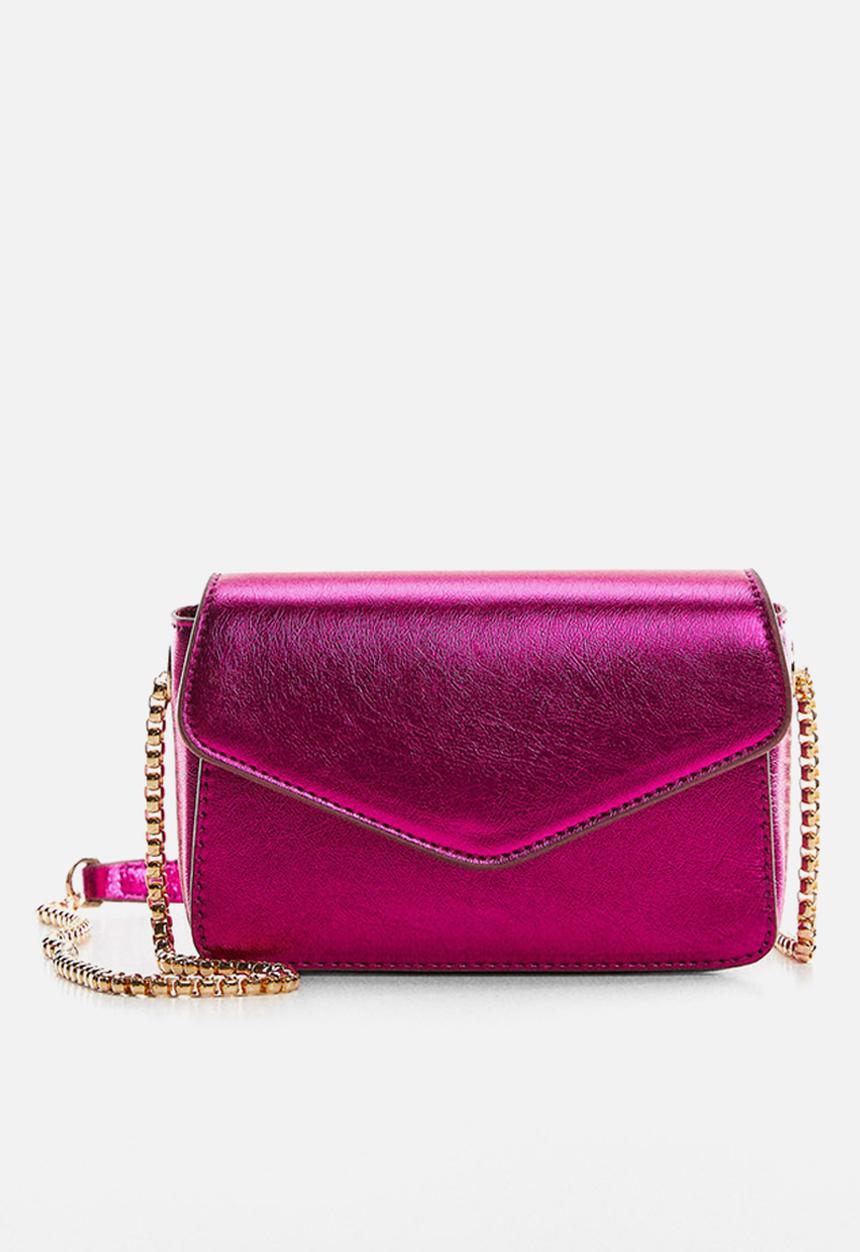 MANGO - Metallic chain bag - pink