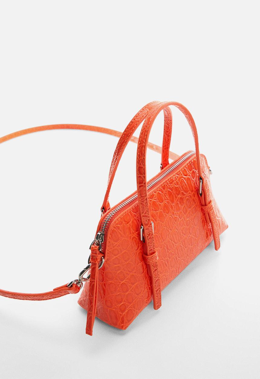 MANGO - Crocodile-effect double handle bag - orange
