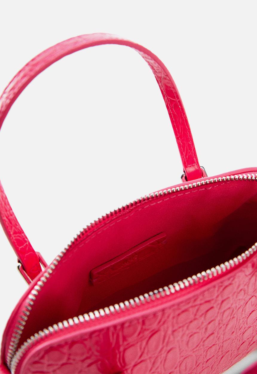 MANGO - Crocodile-effect double handle bag - medium pink