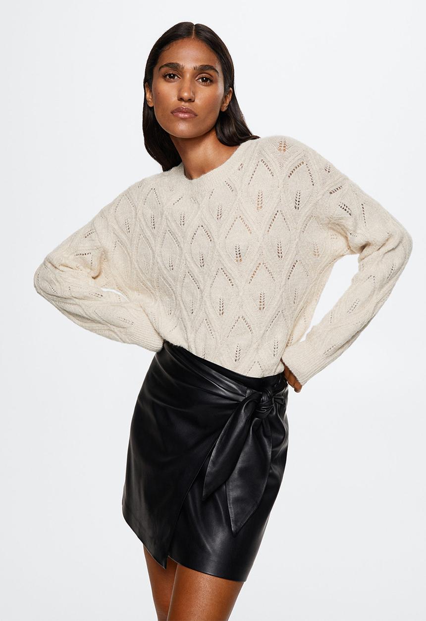 MANGO - Sweater florita - light beige