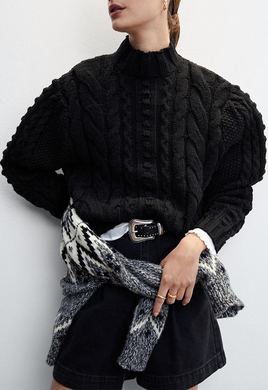 MANGO - Sweater boline - black