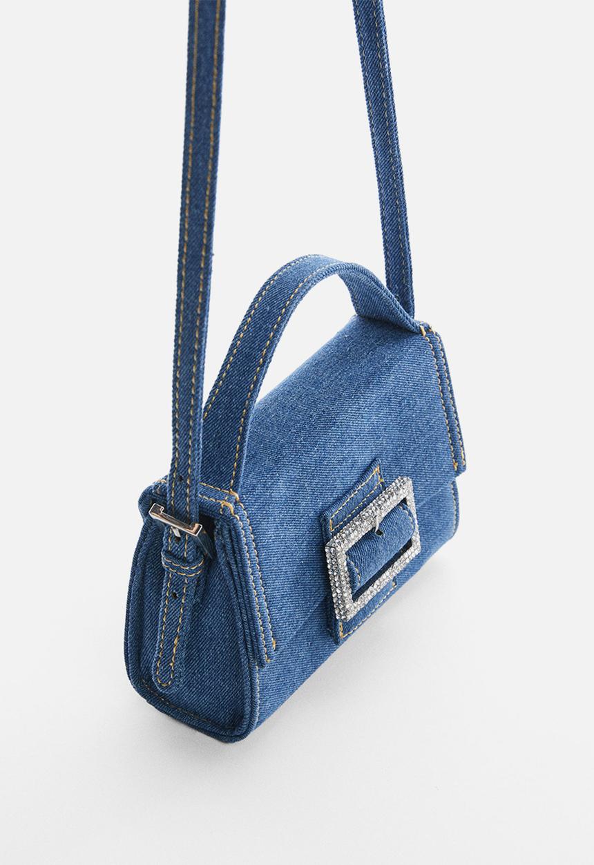 MANGO - Denim bag with long handle - blue