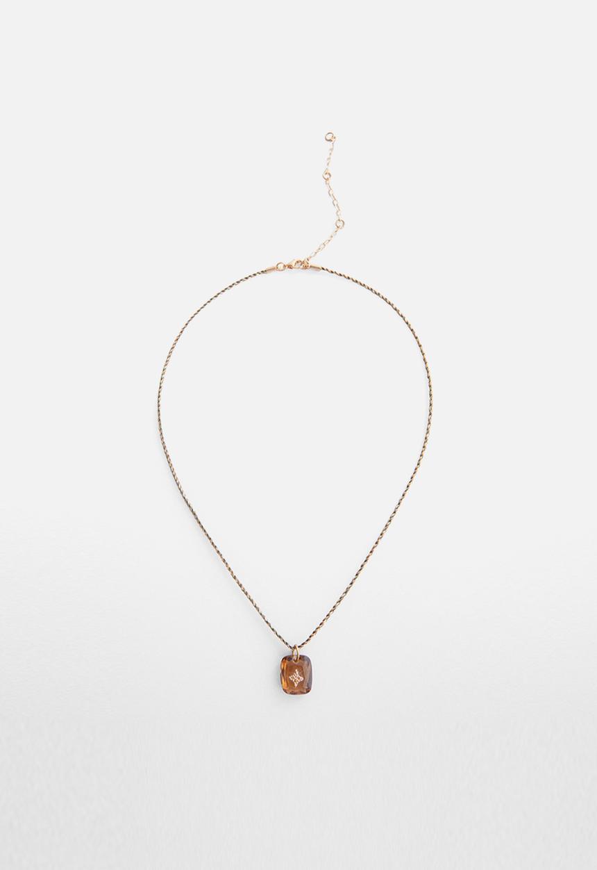 Bead chain necklace - brown