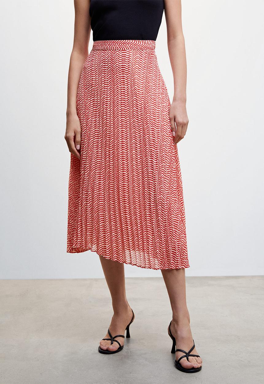 MANGO - Skirt plis-h - red