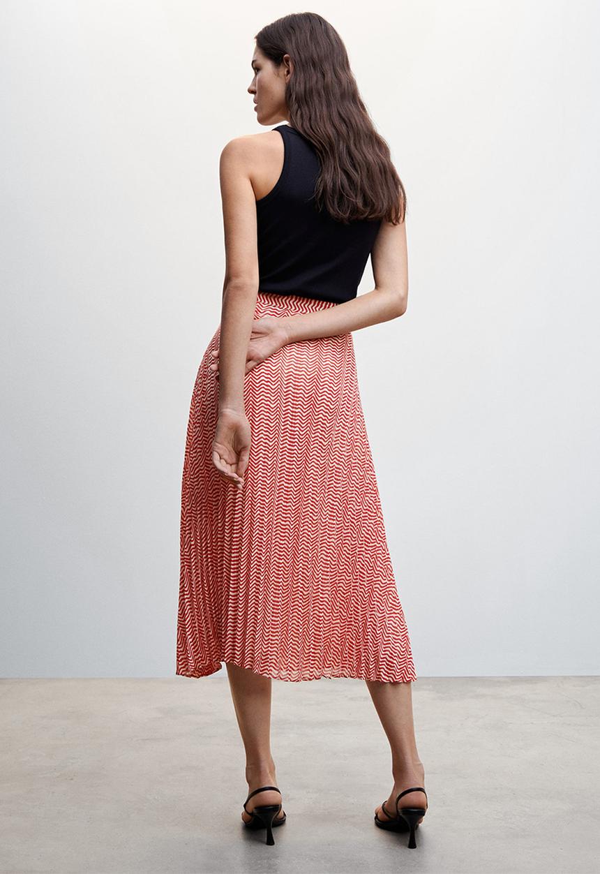 MANGO - Skirt plis-h - red