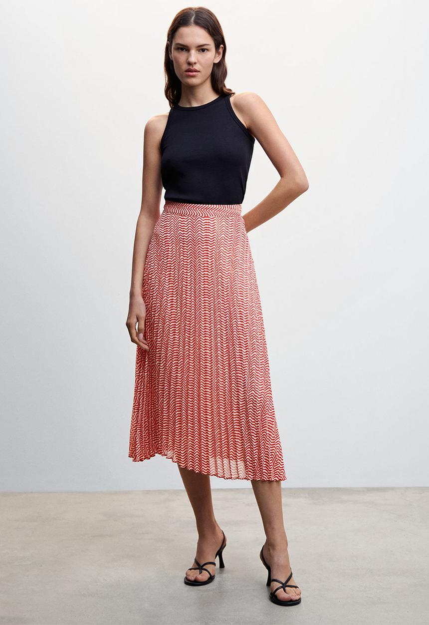 MANGO - Skirt plis-h - red