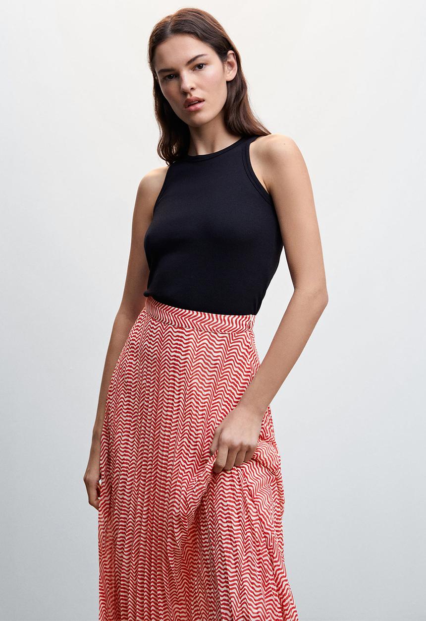MANGO - Skirt plis-h - red