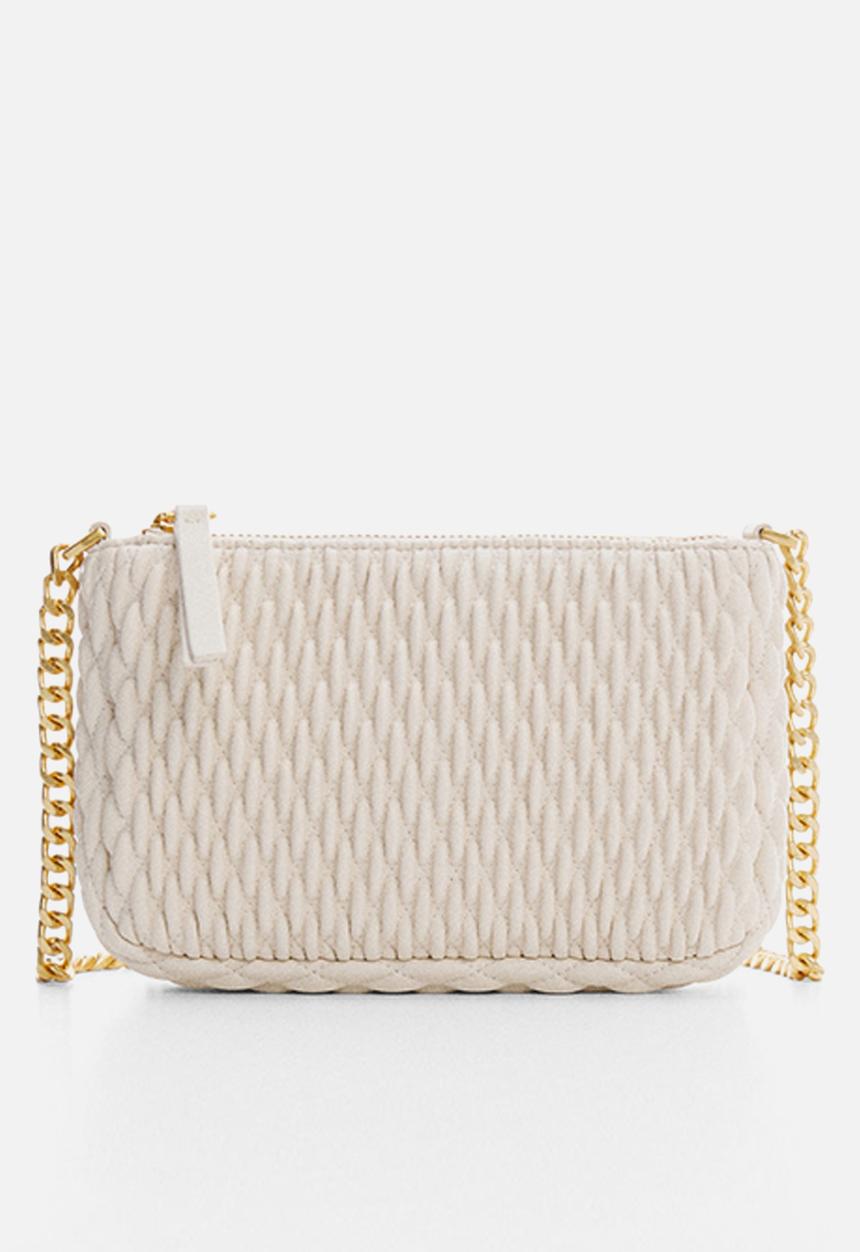 MANGO - Texture cross-body bag - off white