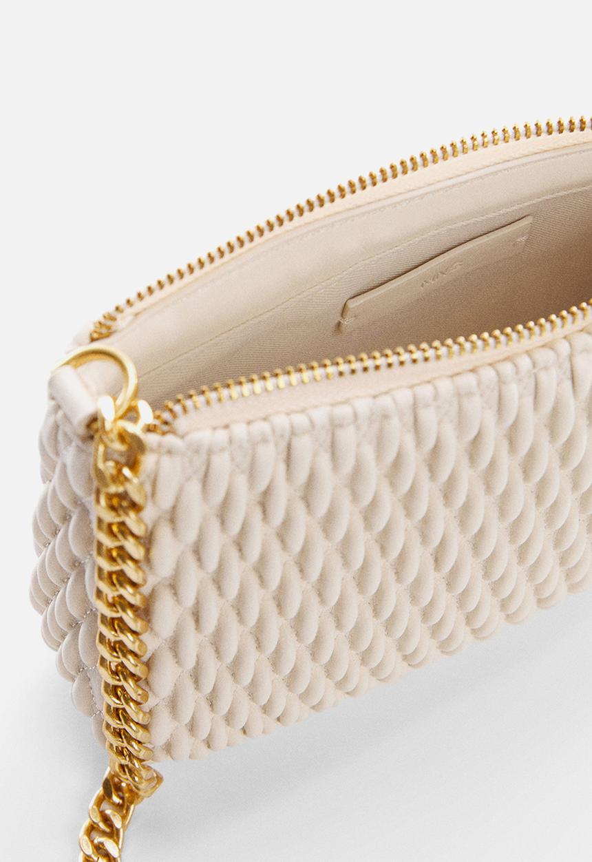 MANGO - Texture cross-body bag - off white