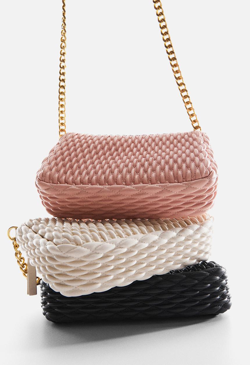 MANGO - Texture cross-body bag - off white