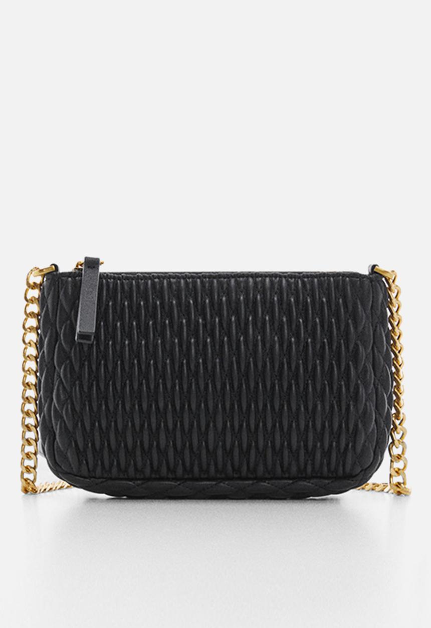 MANGO - Texture cross-body bag - black