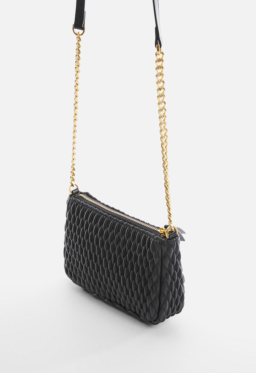 MANGO - Texture cross-body bag - black