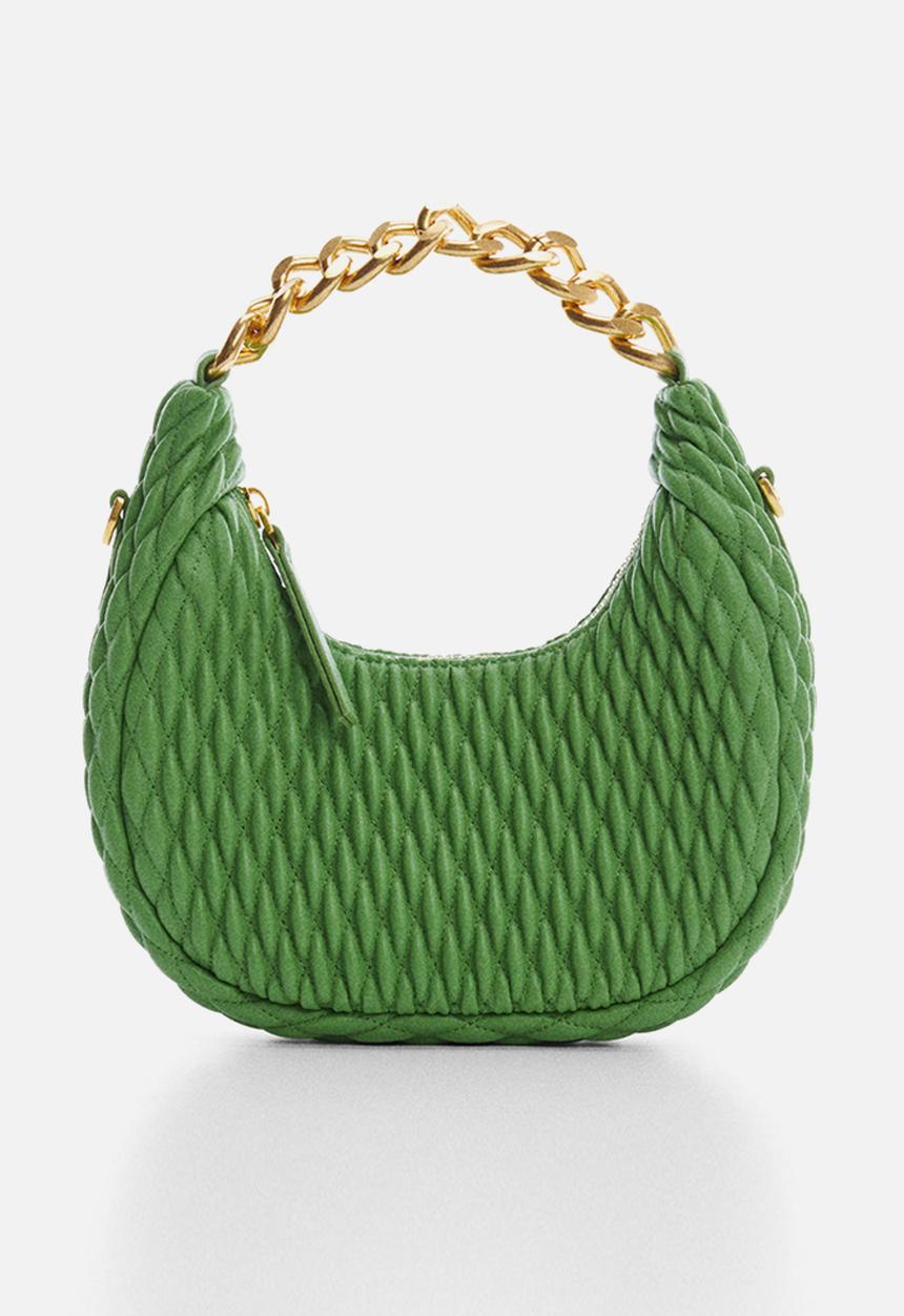 MANGO - Textured chain bag - green