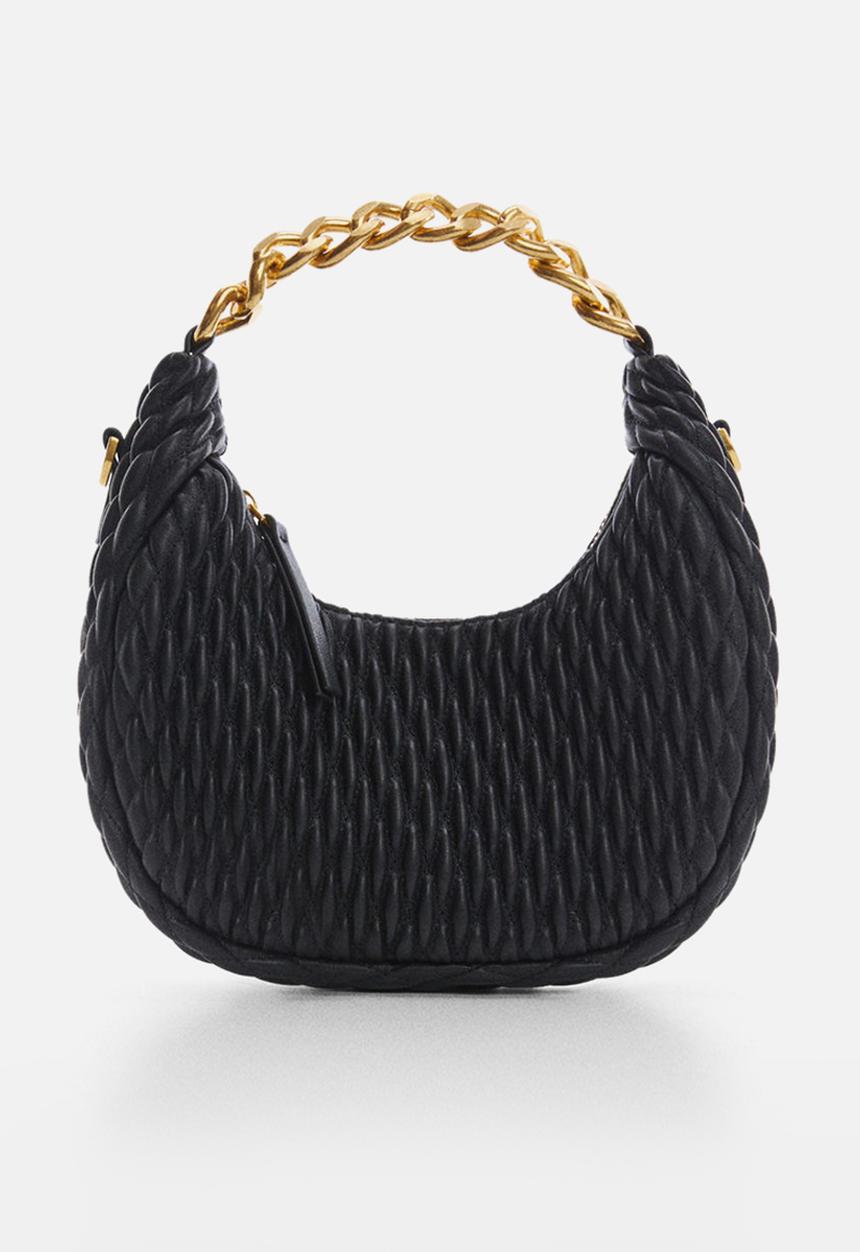 MANGO - Textured chain bag - black