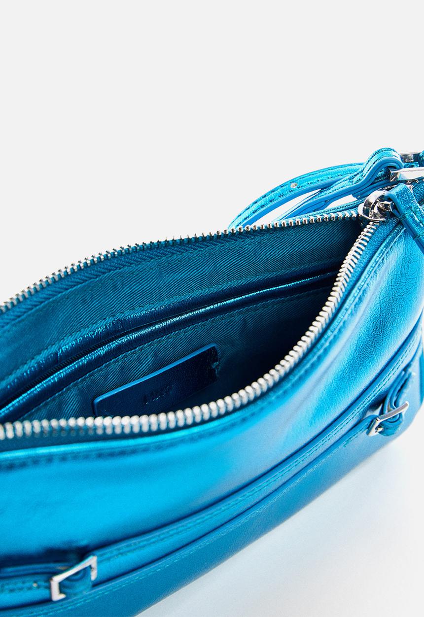 MANGO - Metallic buckles bag - turquoise