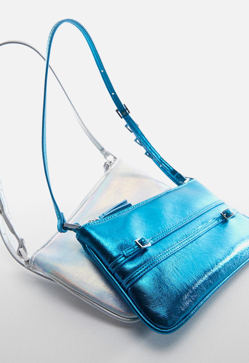 MANGO - Metallic buckles bag - turquoise
