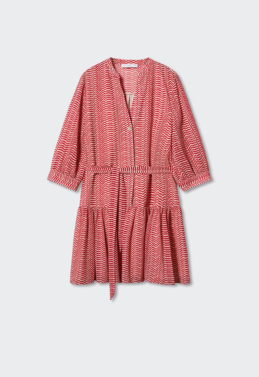 MANGO - Dress plis-h - red