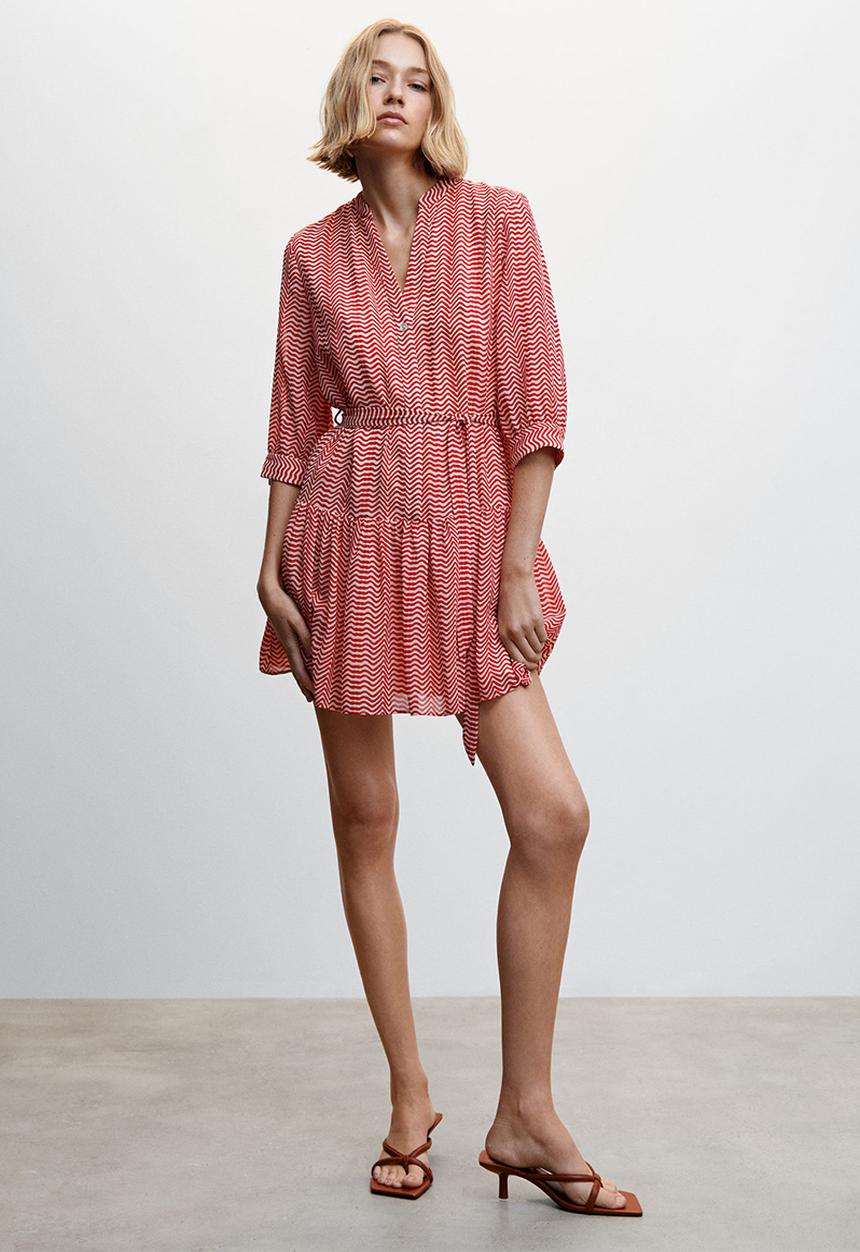 MANGO - Dress plis-h - red