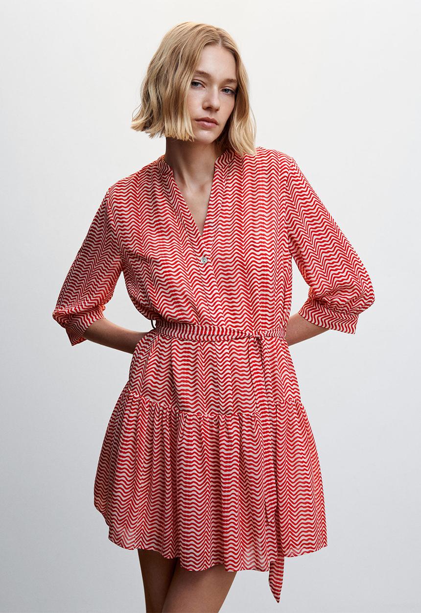 MANGO - Dress plis-h - red