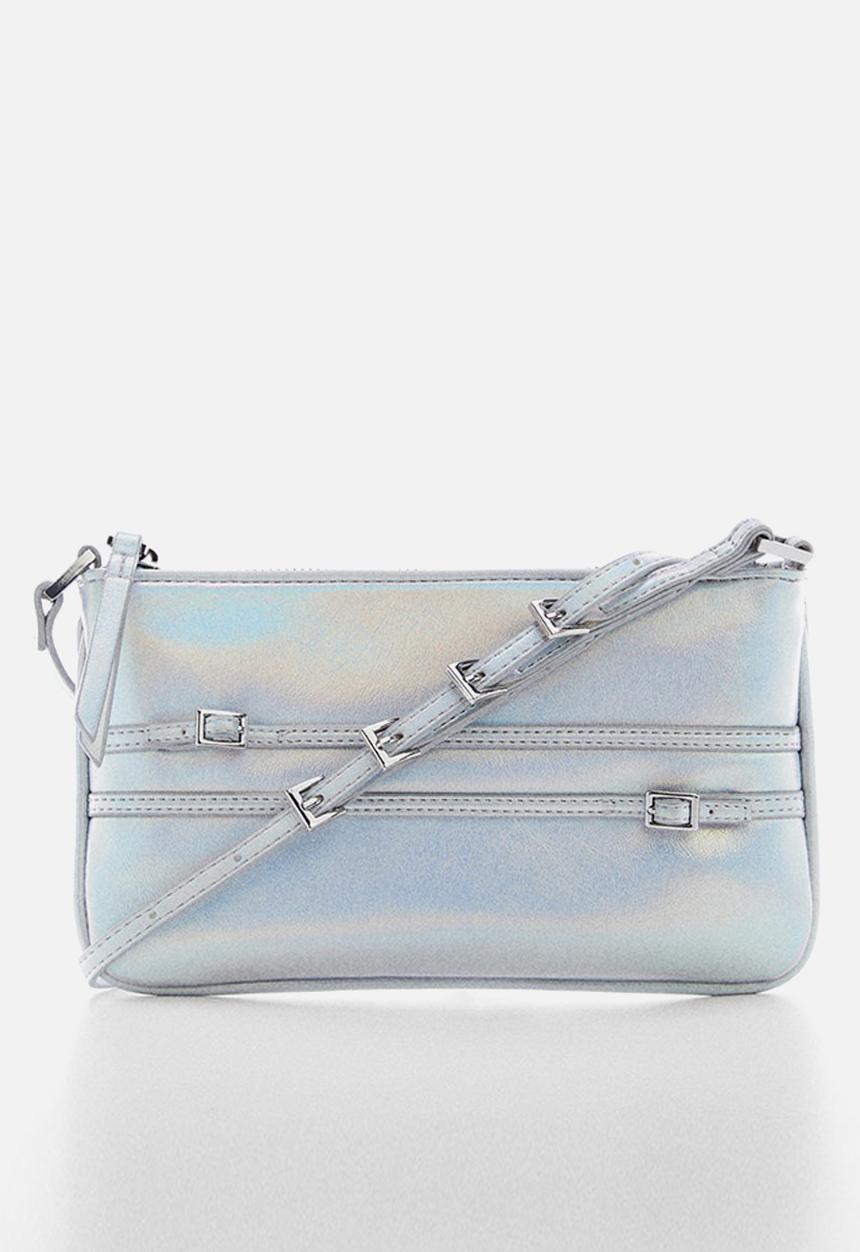 MANGO - Metallic buckles bag - silver