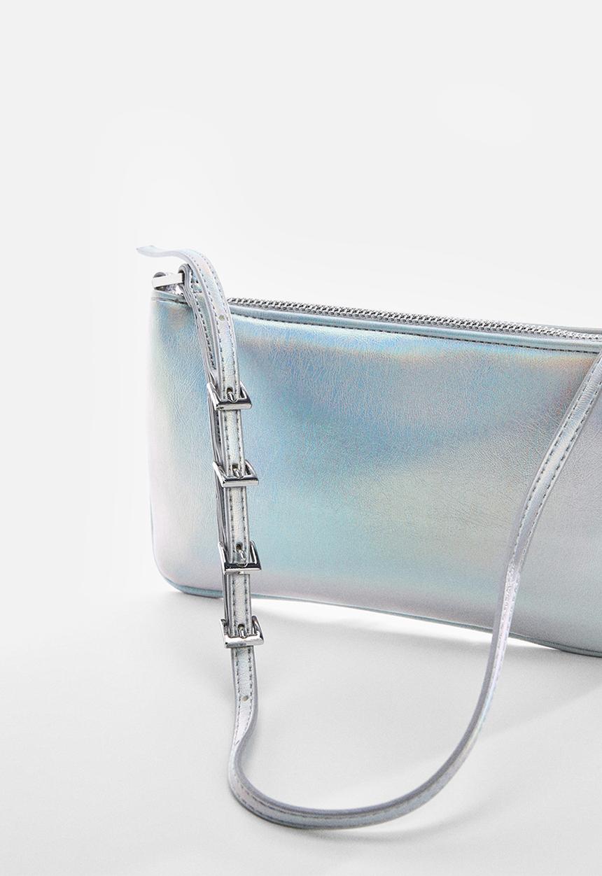 MANGO - Metallic buckles bag - silver