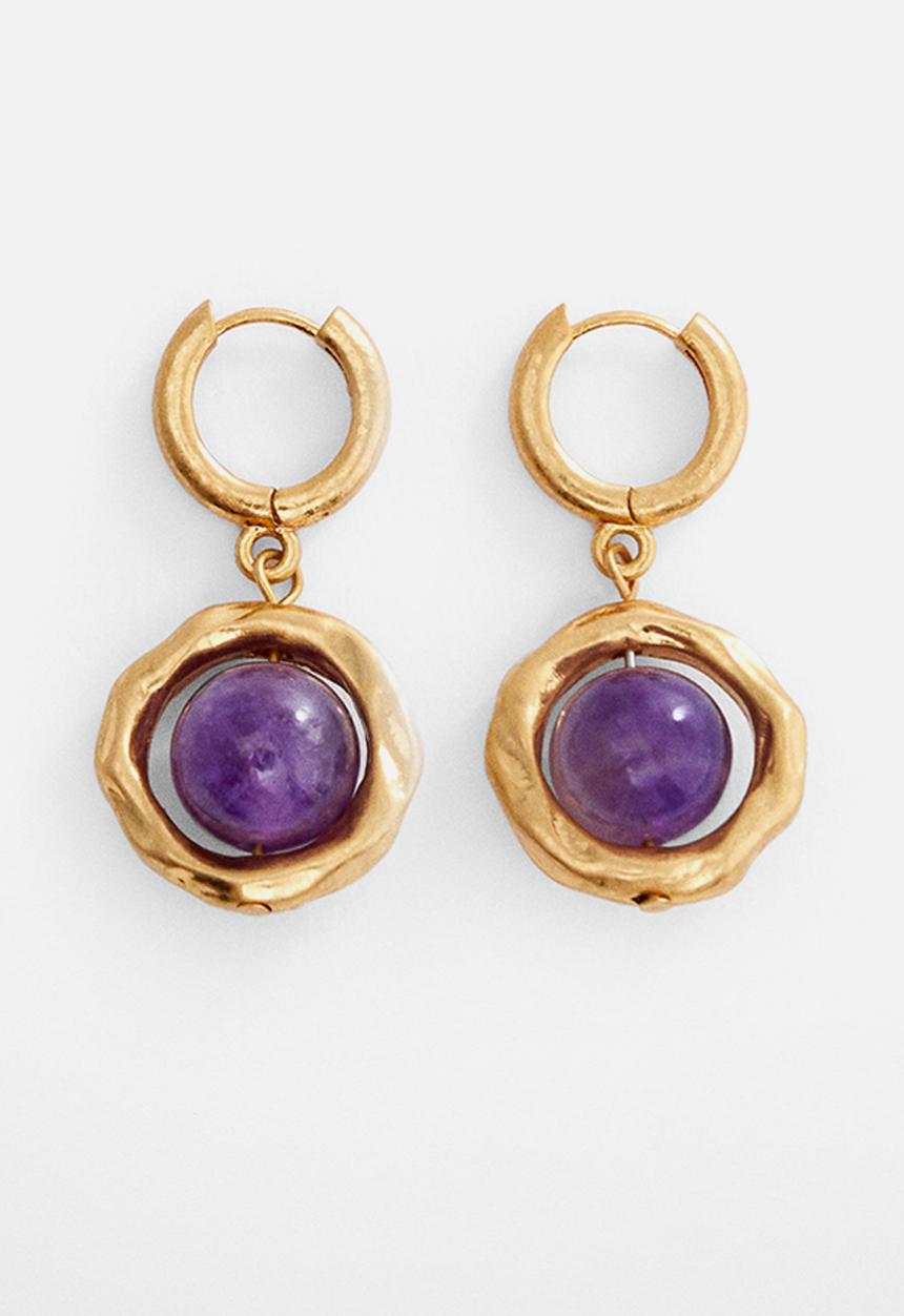 MANGO - Semi-precious stones earrings - gold