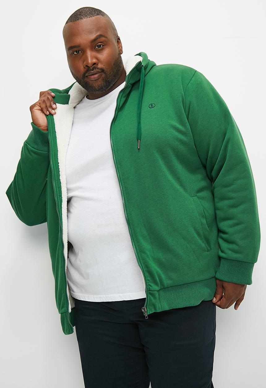Lark & Crosse - Themba sherpa lined zip through hoodie - green