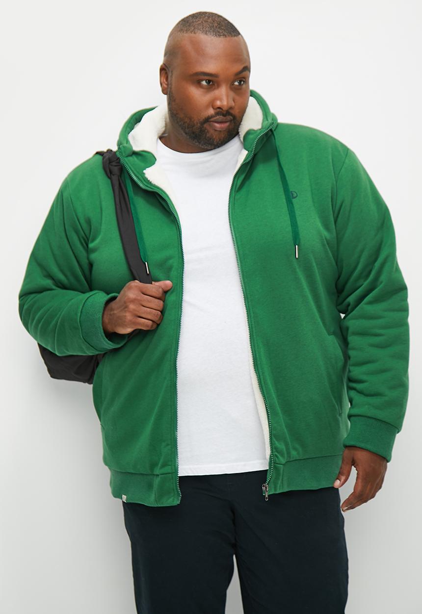 Lark & Crosse - Themba sherpa lined zip through hoodie - green