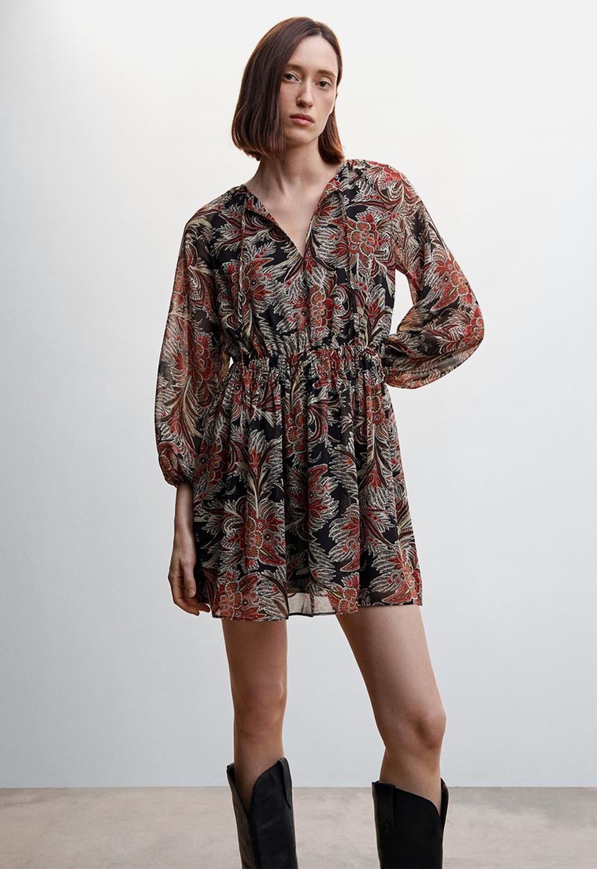 MANGO - Dress volan - black