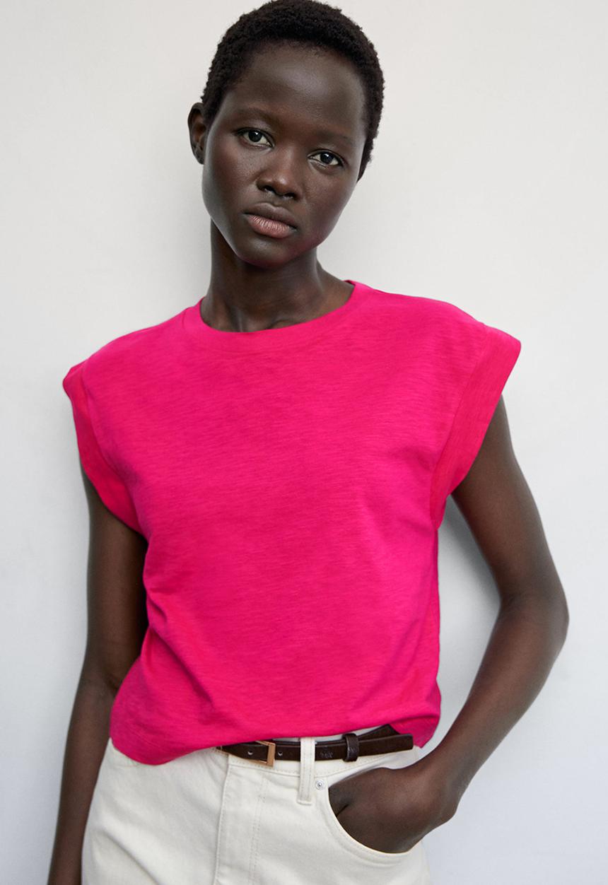 MANGO - T-shirt aroa-h - bright pink