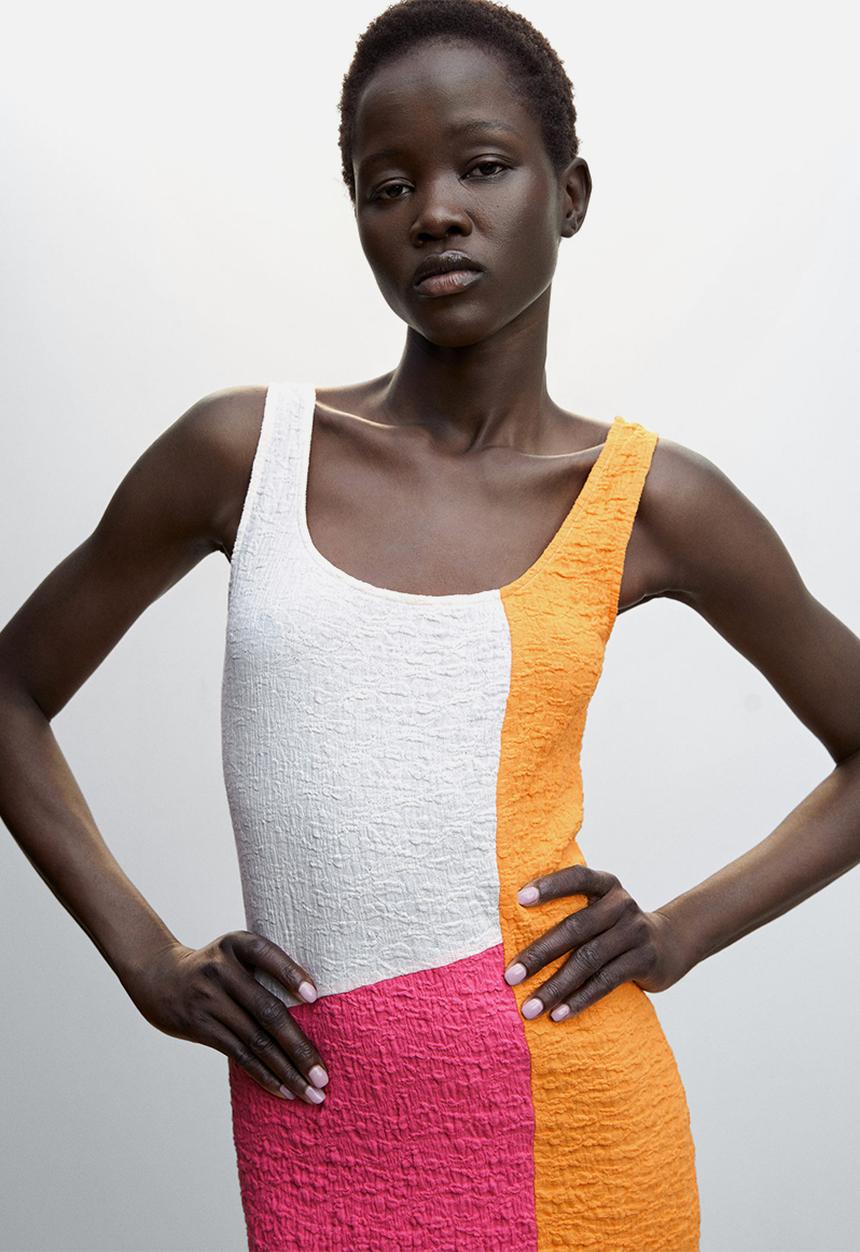 MANGO - Dress block-h - orange