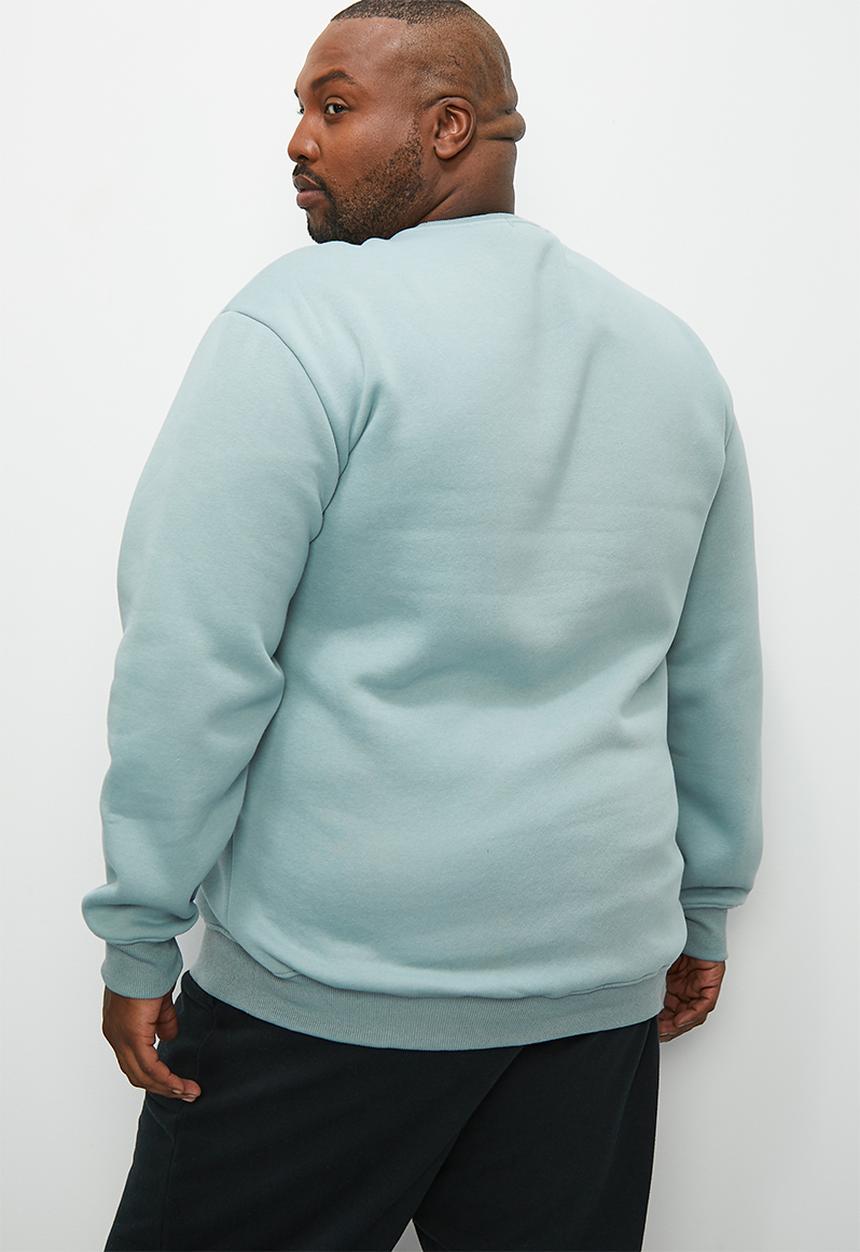 Superbalist - Plus fashion printed crew sweat top - dirty blue