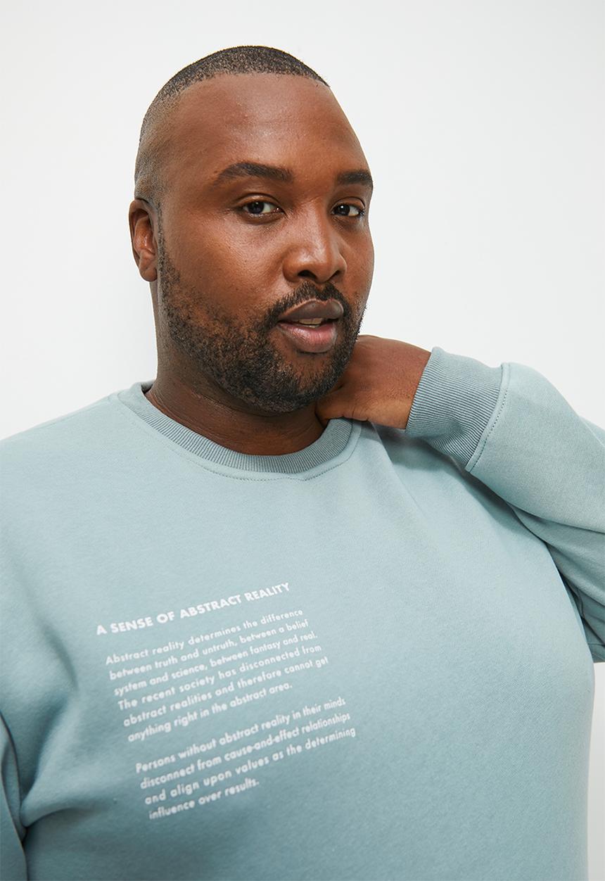 Superbalist - Plus fashion printed crew sweat top - dirty blue