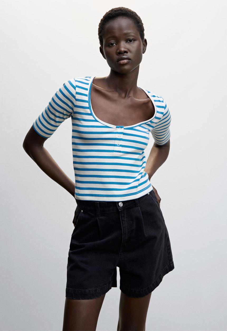 MANGO - T-shirt trip-h- mid blue